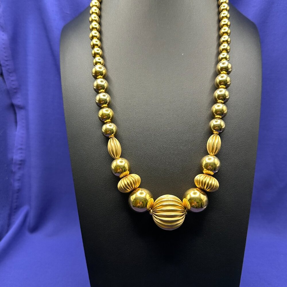 VTG Napier Chunky Gold-Tone Bead Necklace 1980s - Picture 11 of 14